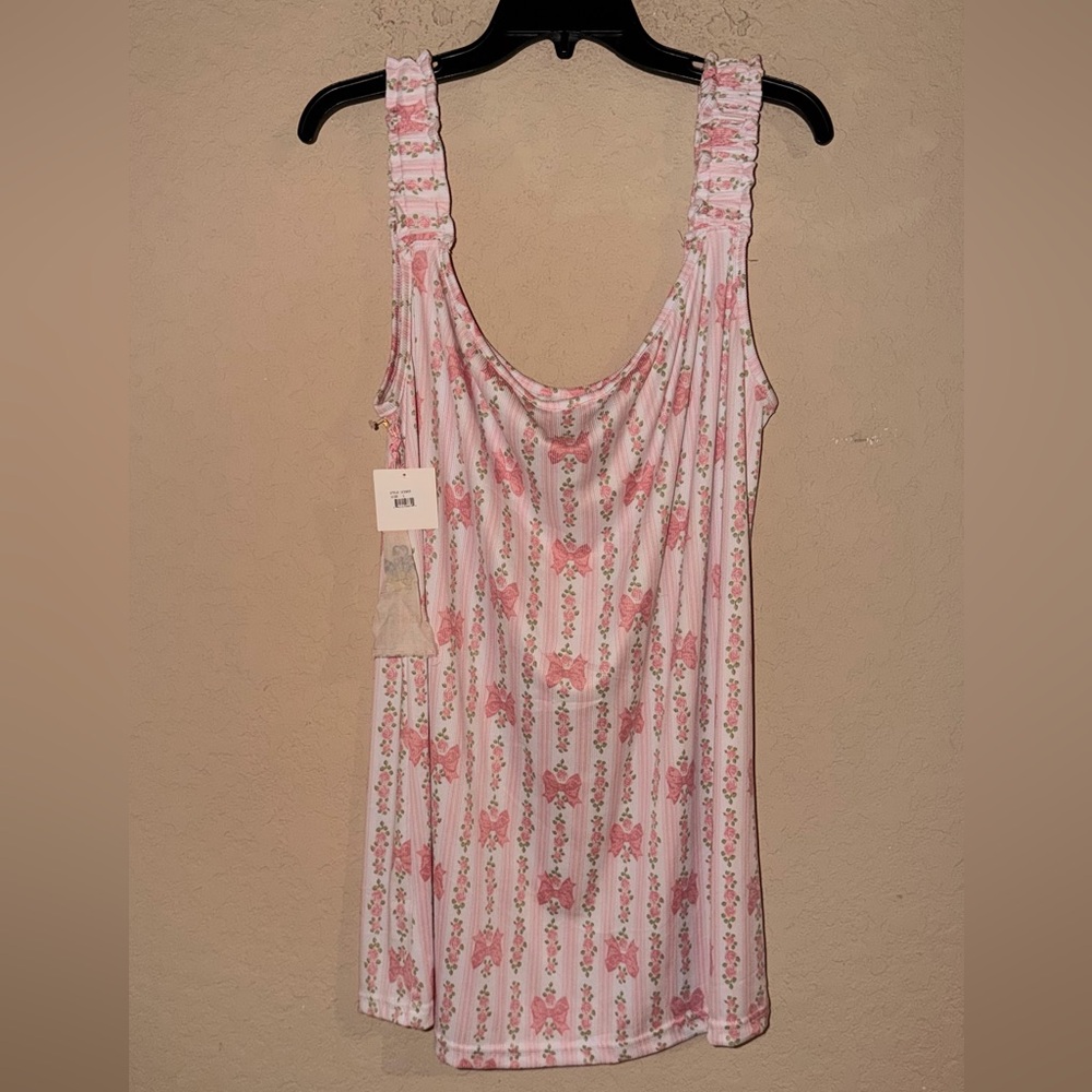 SHABBY CHIC Pink Floral Bow Ruffle Strap Nightgown- BNWT - Picture 6 of 10